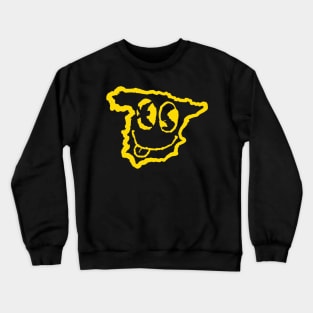 Spain Spanish Eyes Grunge Smiling Face Yellow Crewneck Sweatshirt